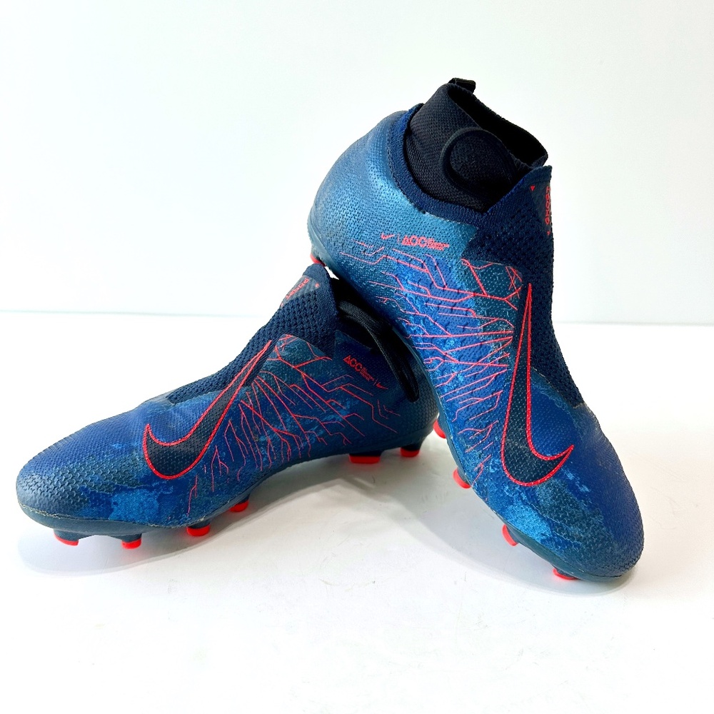 Nike Jr Phantom VSN Elite DF FG MG Soccer Cleats Obsidian Black Blue Youth 5.5